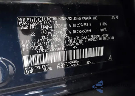 2023 Toyota Rav4 Xle Premium из США, поврежденный, VIN 2T3C1RFV3PW287888